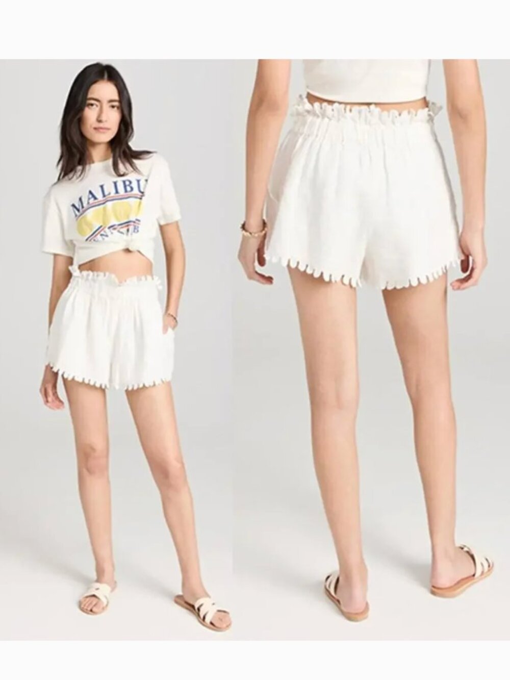 NWT Sea New York Linen Embroidery Scalloped White Shorts Size: 2